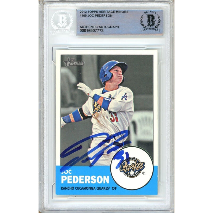 Joc Pederson LA Dodgers Signed 2012 Topps Heritage Minors Card RC BAS Auth Auto Slab