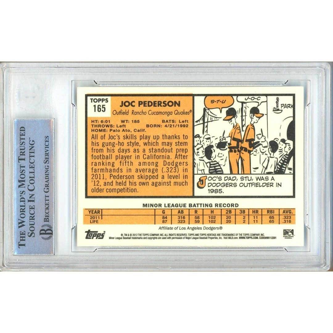 Joc Pederson LA Dodgers Signed 2012 Topps Heritage Minors Card RC BAS Auth Auto Slab