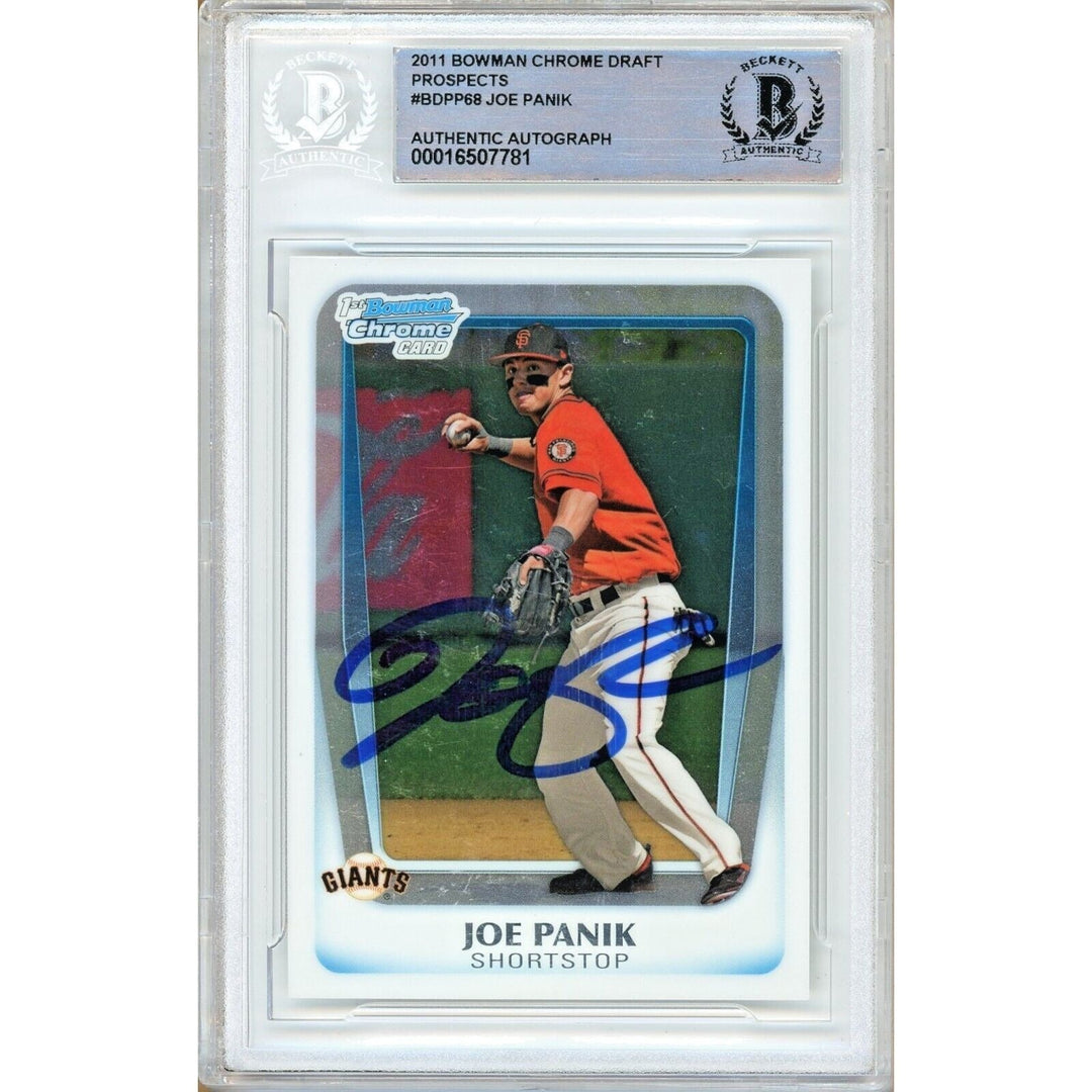 Joe Panik SF Giants Signed 2011 Bowman Chrome Draft Prospects Card BAS Auth Auto Slab