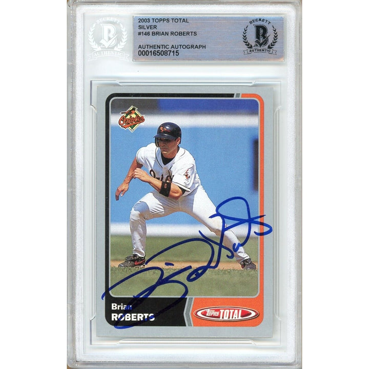 Brian Roberts Orioles Signed 2004 Topps Total Silver Baseball Card Beckett Auth Auto Slab