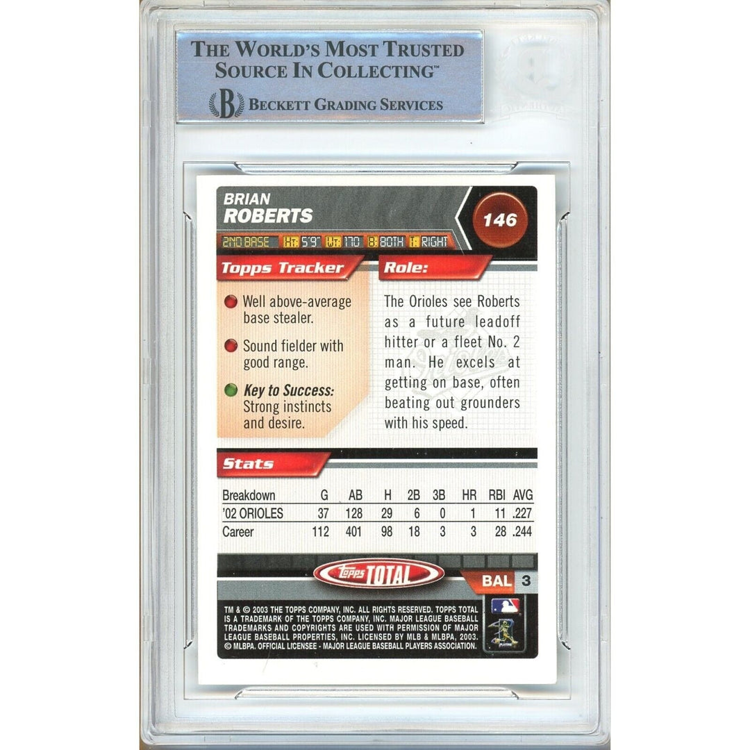 Brian Roberts Orioles Signed 2004 Topps Total Silver Baseball Card Beckett Auth Auto Slab