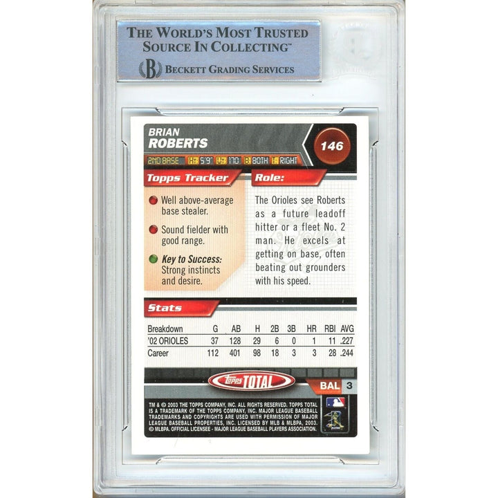 Brian Roberts Orioles Signed 2004 Topps Total Silver Baseball Card Beckett Auth Auto Slab