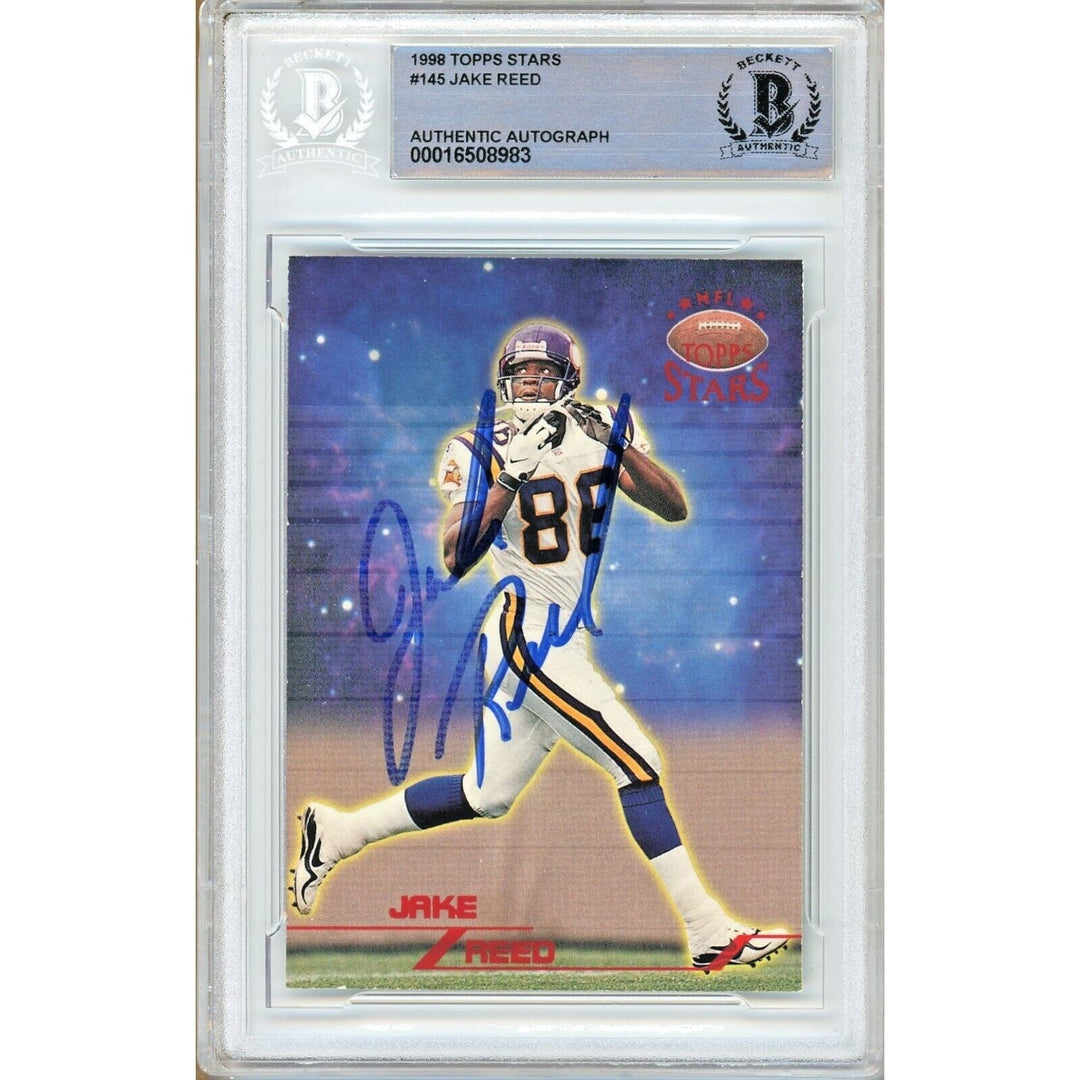 Jake Reed Minnesota Vikings Signed 1998 Topps Stars Card Beckett Authentic Auto Slab