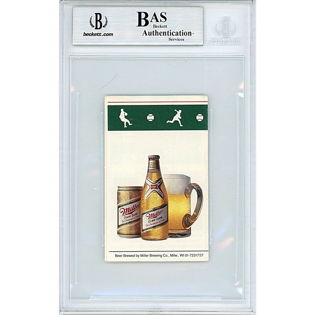 Joe Morgan Oakland Athletics Signed 1984 Season Pocket Schedule Beckett Auth Auto Slab