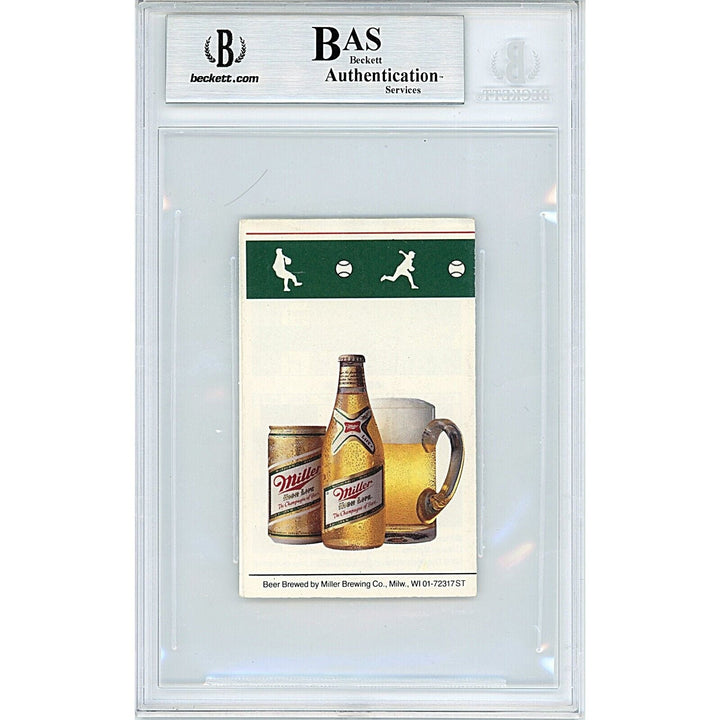 Joe Morgan Oakland Athletics Signed 1984 Season Pocket Schedule Beckett Auth Auto Slab