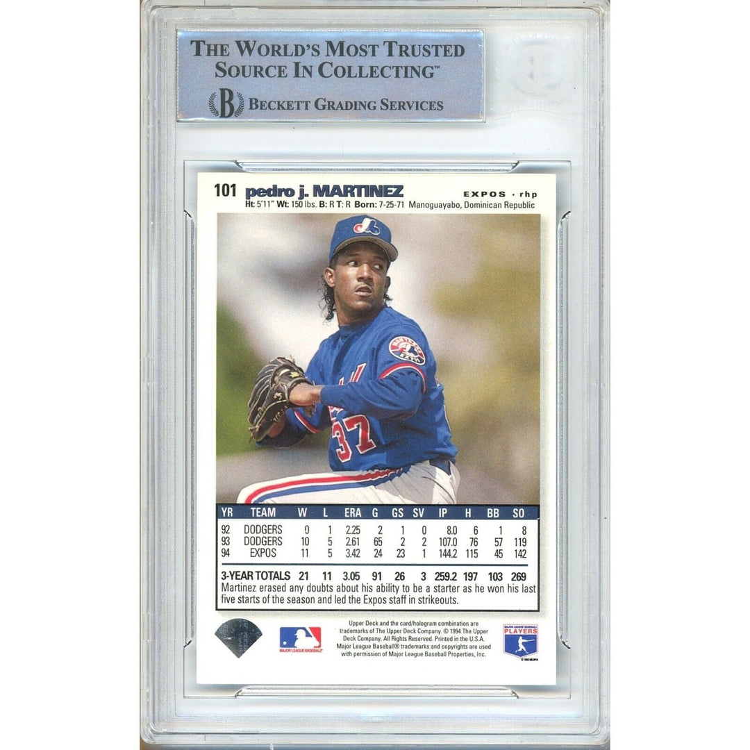 Pedro Martinez Montreal Expos Signed 1995 Collectors Choice SE Card BAS Auth Auto Slab
