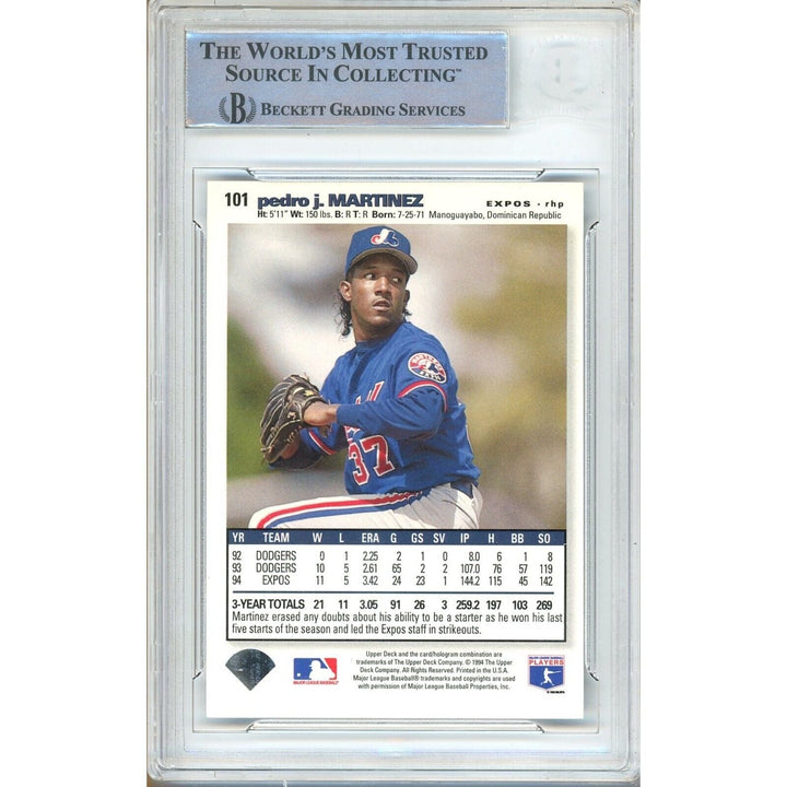 Pedro Martinez Montreal Expos Signed 1995 Collectors Choice SE Card BAS Auth Auto Slab