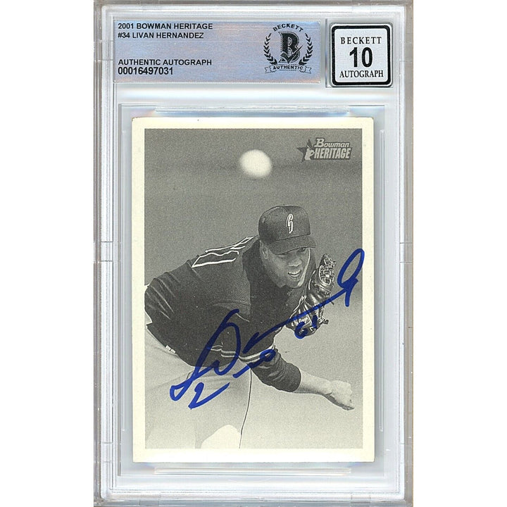 Livan Hernandez San Francisco Giants Signed 2001 Bowman Heritage BGS Auto 10 Graded