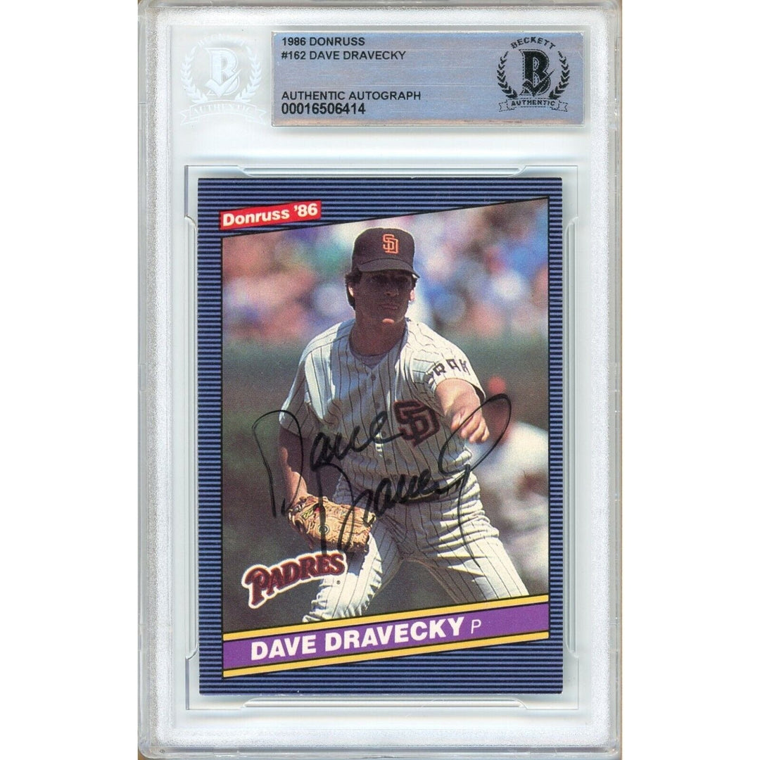 Dave Dravecky San Diego Padres Signed 1986 Donruss Baseball Card BAS Auth Auto Slab