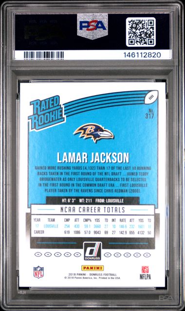 2019 Panini Donruss #317 Lamar Jackson RC Rookie PSA 10 Ravens