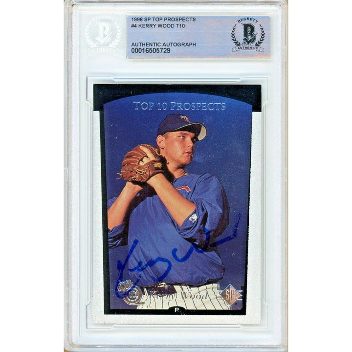 Kerry Wood Chicago Cubs Signed 1998 SP Top 10 Prospects Card BAS Auth Auto Slab RC