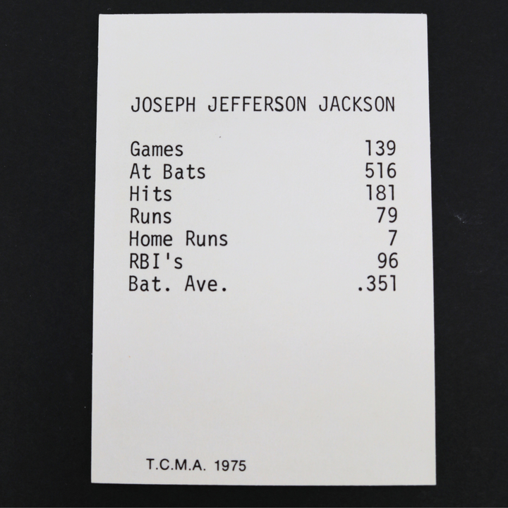 Joe Jackson Chicago White Sox 1975 TCMA Baseball Card