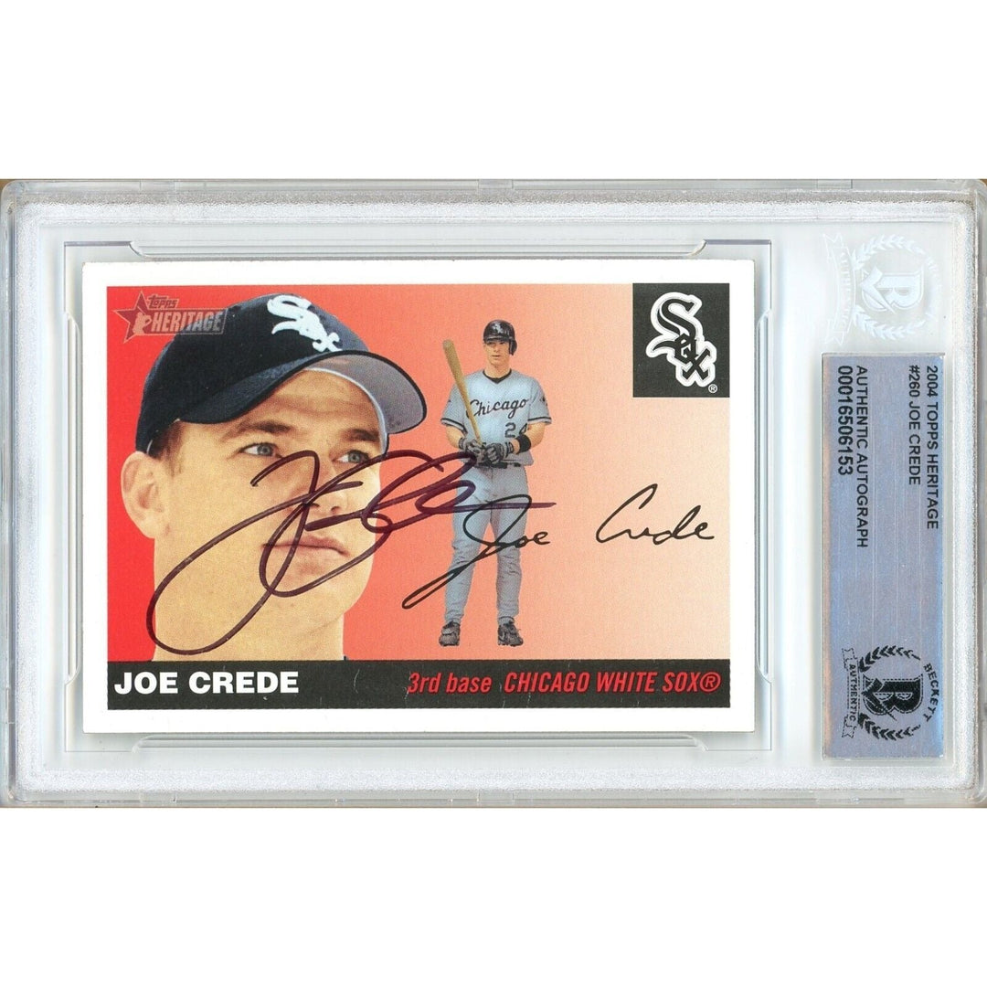 Joe Crede Chicago White Sox Signed 2004 Topps Heritage Card Beckett Auth Auto Slab