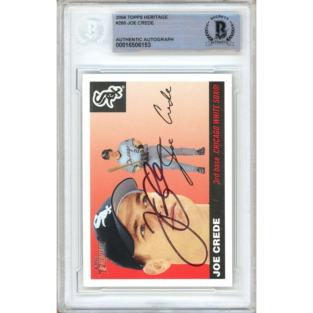 Joe Crede Chicago White Sox Signed 2004 Topps Heritage Card Beckett Auth Auto Slab