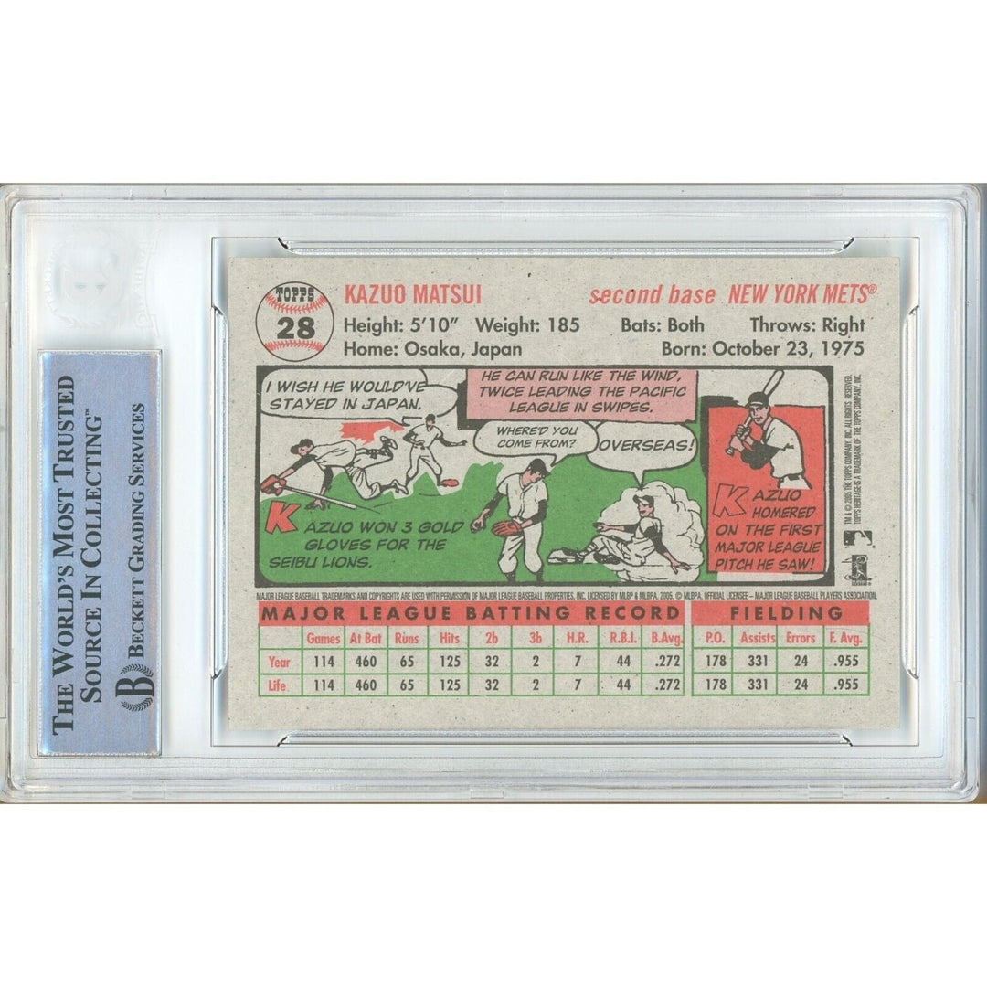 Kazuo Matsui New York Mets Signed 2005 Topps Heritage Card BAS Auth Auto Slab NY