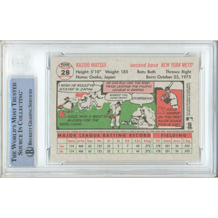 Kazuo Matsui New York Mets Signed 2005 Topps Heritage Card BAS Auth Auto Slab NY