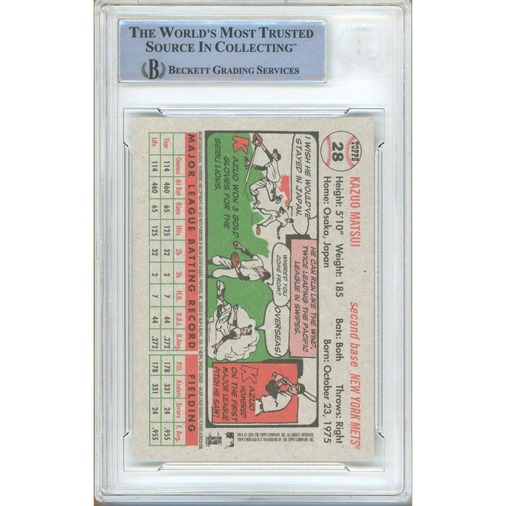 Kazuo Matsui New York Mets Signed 2005 Topps Heritage Card BAS Auth Auto Slab NY