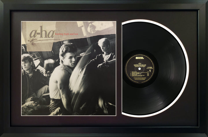 A-ha Hunting High and Low Genuine Vinyl Record & Cover Professionally Framed 17.5 x 26.5 Wall Display with a Black Mat