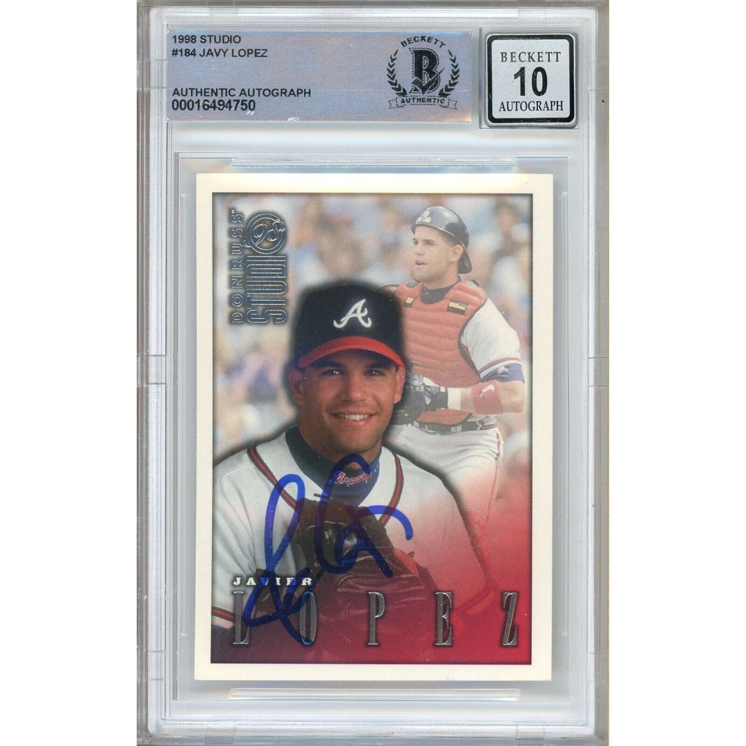 Javy Lopez Atlanta Braves Signed 1998 Donruss Studio Card BGS Auto 10 Graded Slab