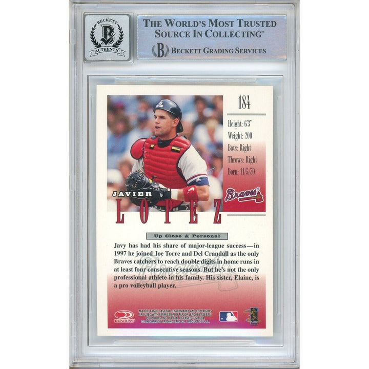 Javy Lopez Atlanta Braves Signed 1998 Donruss Studio Card BGS Auto 10 Graded Slab