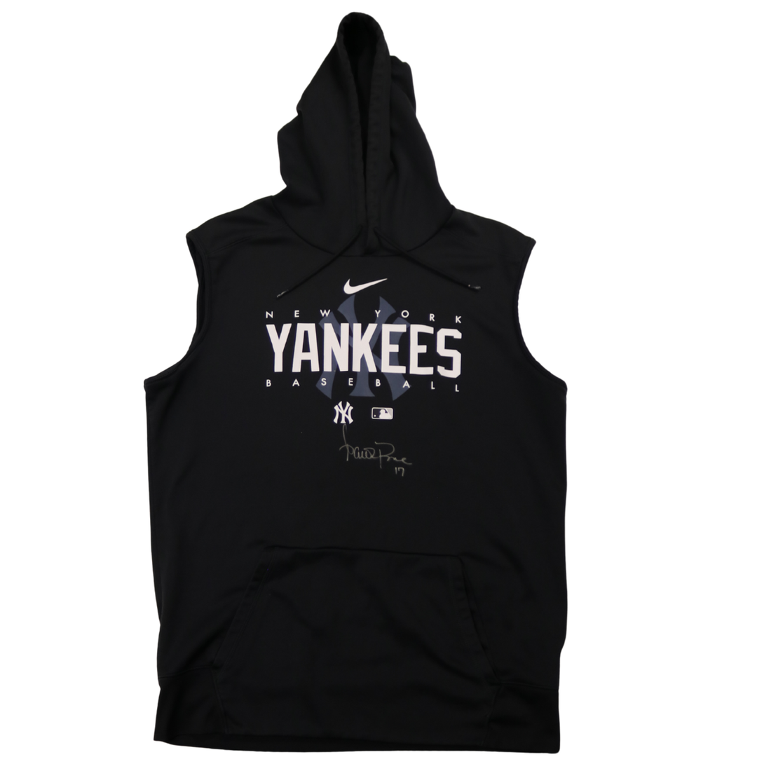 Aaron Boone Yankees Autographed Game Used 2025 Regular Season Cut off Hoodie CX