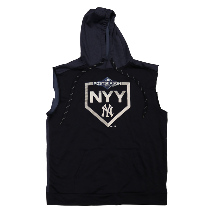 Aaron Boone New York Yankees 2019 Game Used 2019 Playoffs Cutoff Hoodie  Size L