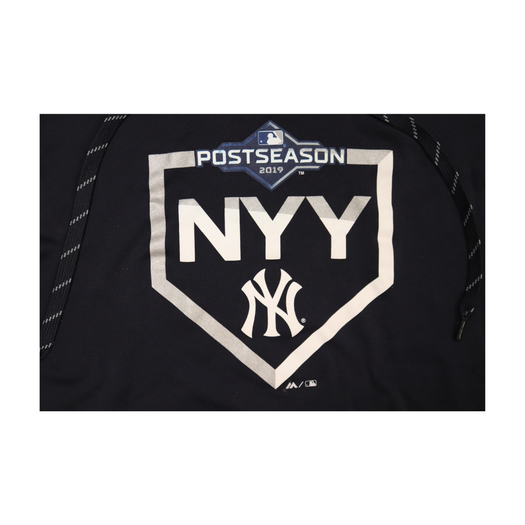 Aaron Boone New York Yankees 2019 Game Used 2019 Playoffs Cutoff Hoodie  Size L