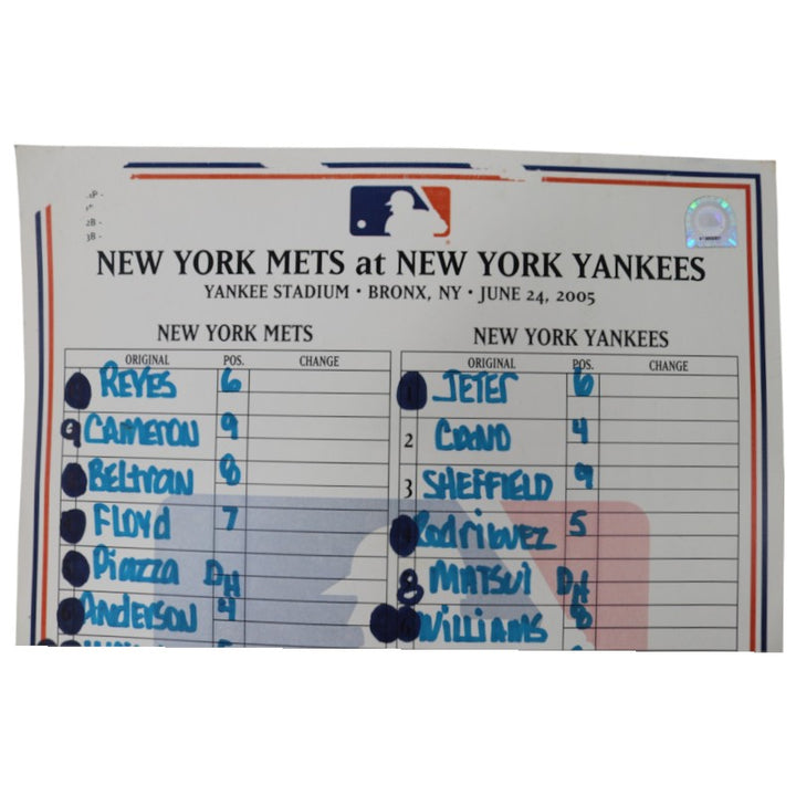 Willie Randolph Yankees Mets Autographed Game Used Lineup Card 6/24/05 MLB Auth/Randolph CX LOA