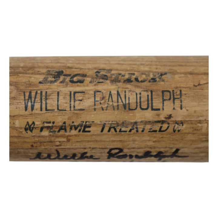 Willie Randolph New York Yankees Autographed Inscribed Game Used Adirondack Flame Treated Big Stick Ash Bat Randolph CX LOA