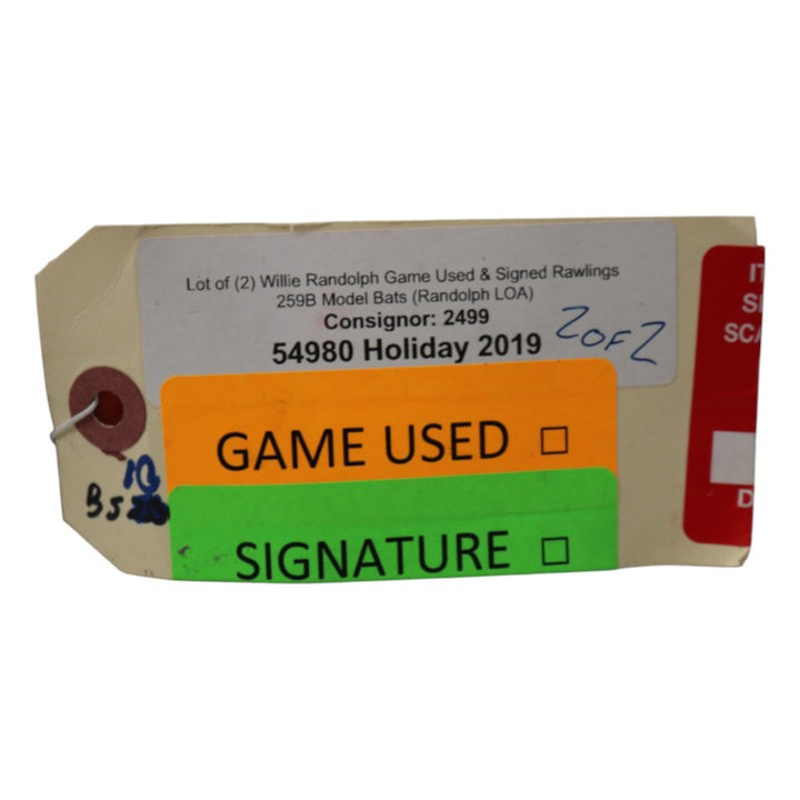 Willie Randolph New York Yankees Autographed Inscribed Game Used Adirondack Flame Treated Big Stick Ash Bat Randolph CX LOA
