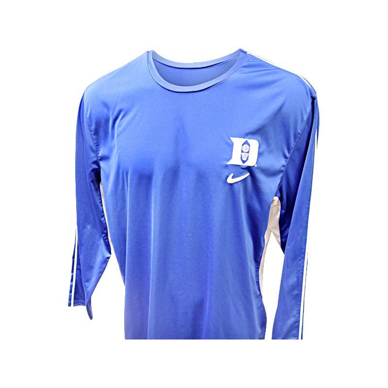 Authentic Nike Duke Blue Devils Blue Long Sleeve Warm-Up Shirt (XL)
