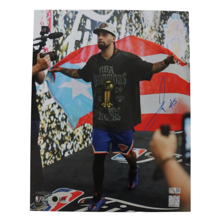 Jose Alvarado New York Knicks Autographed 11x14 Photograph with Flag CX Auth