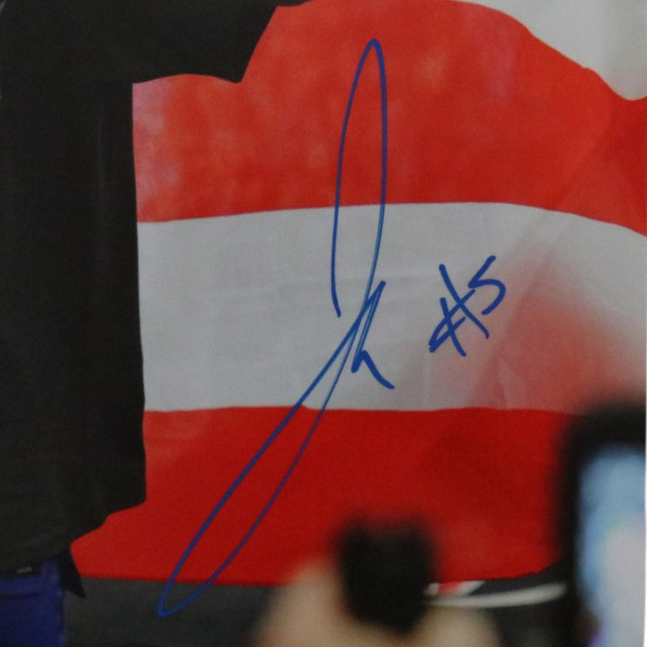 Jose Alvarado New York Knicks Autographed 11x14 Photograph with Flag CX Auth