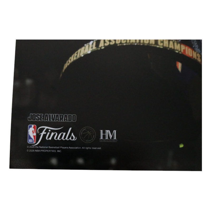 Jose Alvarado New York Knicks Autographed 11x14 Photograph with Trophy and Flag CX Auth