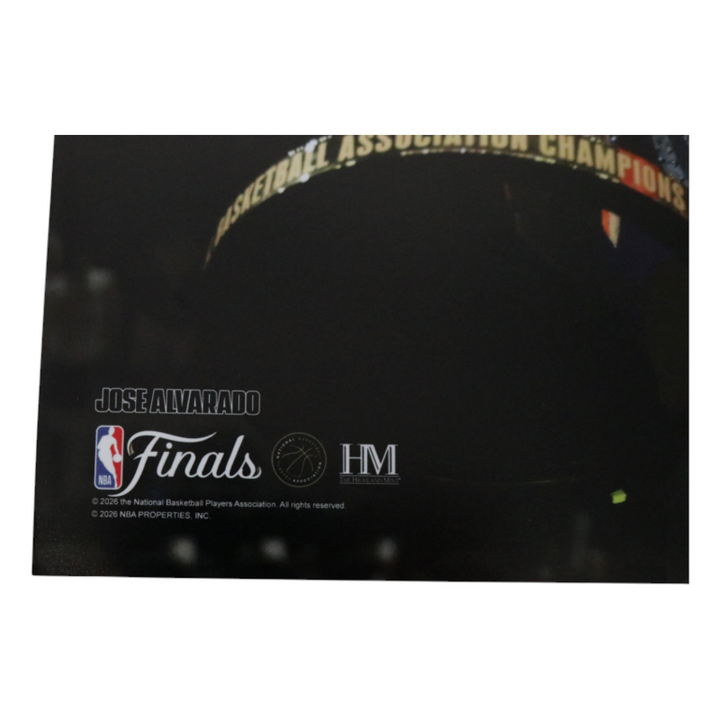 Jose Alvarado New York Knicks Autographed 11x14 Photograph with Trophy and Flag CX Auth