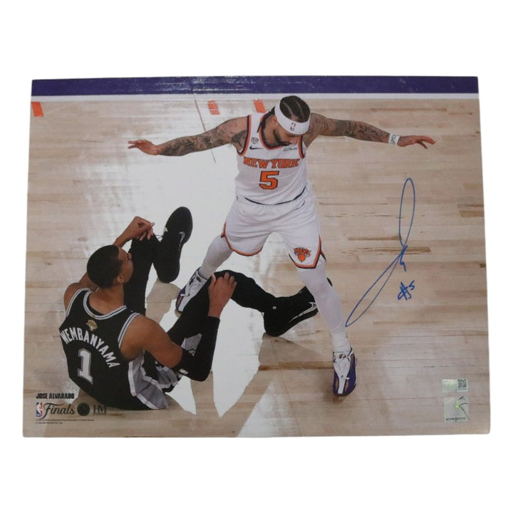 Jose Alvarado New York Knicks Autographed 11x14 Photograph with Wembanyama CX Auth