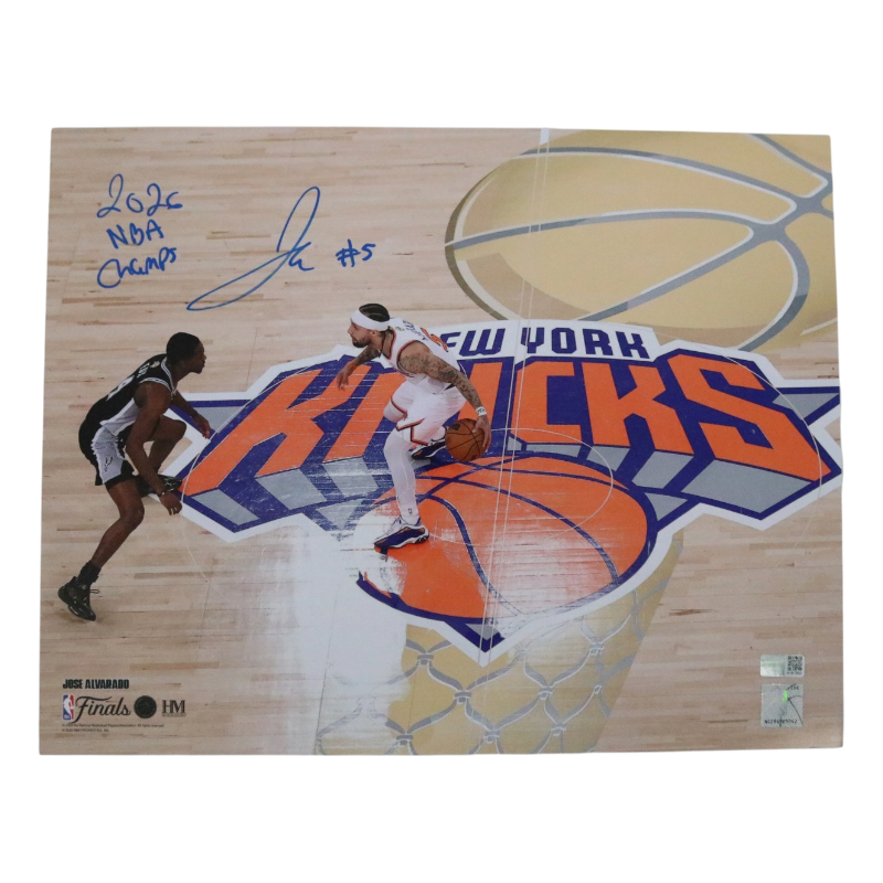 Jose Alvarado New York Knicks Autographed Inscribed 11x14 Photograph with Fox CX Auth