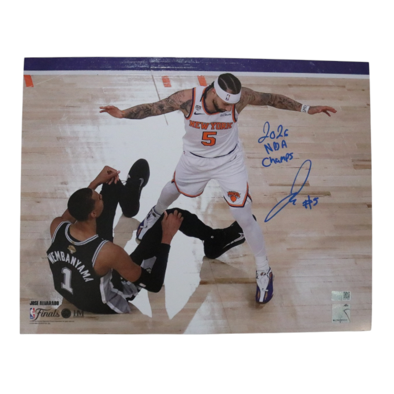 Jose Alvarado New York Knicks Autographed Inscribed 11x14 Photograph with Wembanyama CX Auth