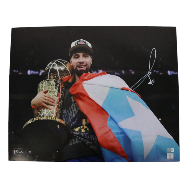 Jose Alvarado New York Knicks Autographed 16x20 Photograph with Trophy and Flag CX Auth