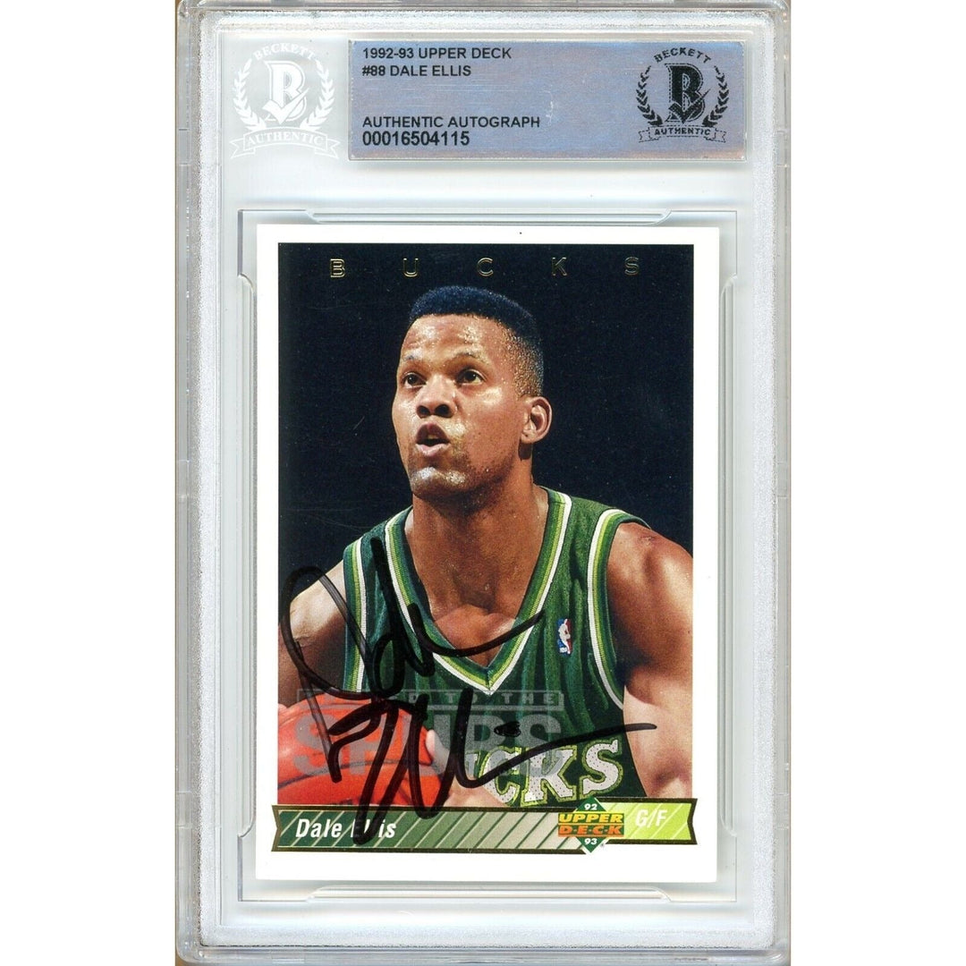 Dale Ellis Milwaukee Bucks Signed 1992 Upper Deck Basketball Card Beckett Auth Auto Slab