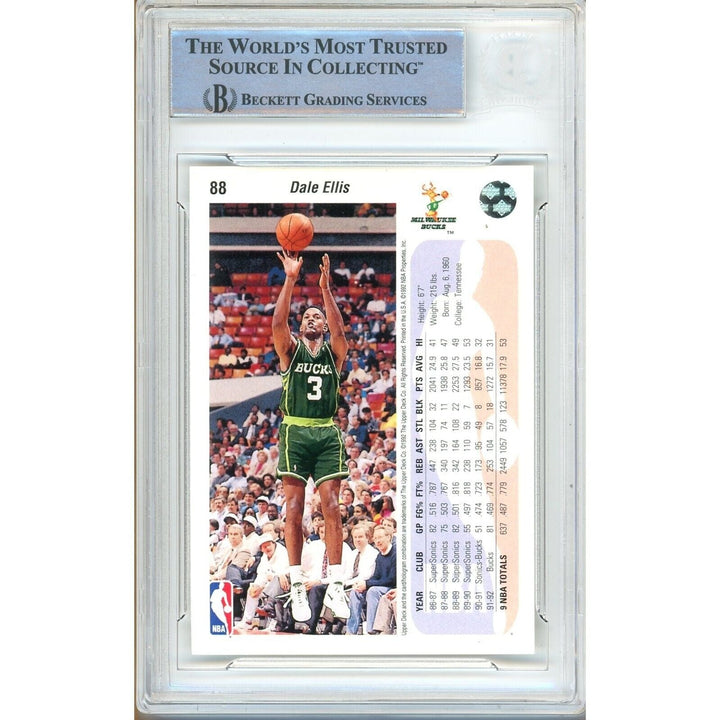 Dale Ellis Milwaukee Bucks Signed 1992 Upper Deck Basketball Card Beckett Auth Auto Slab