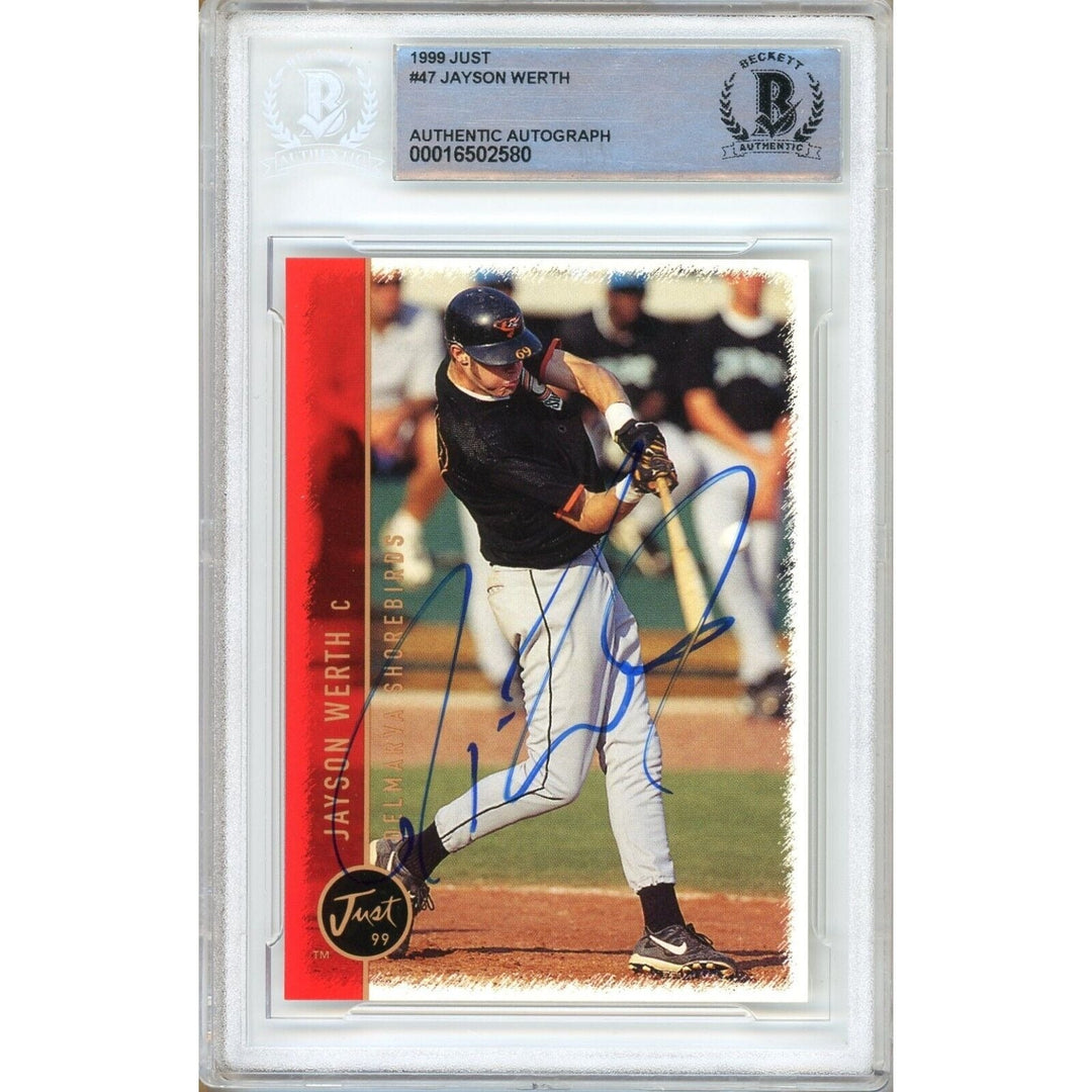 Jayson Werth Phillies Signed 1999 Just Minors Rookie Card Beckett Authentic Auto Slab