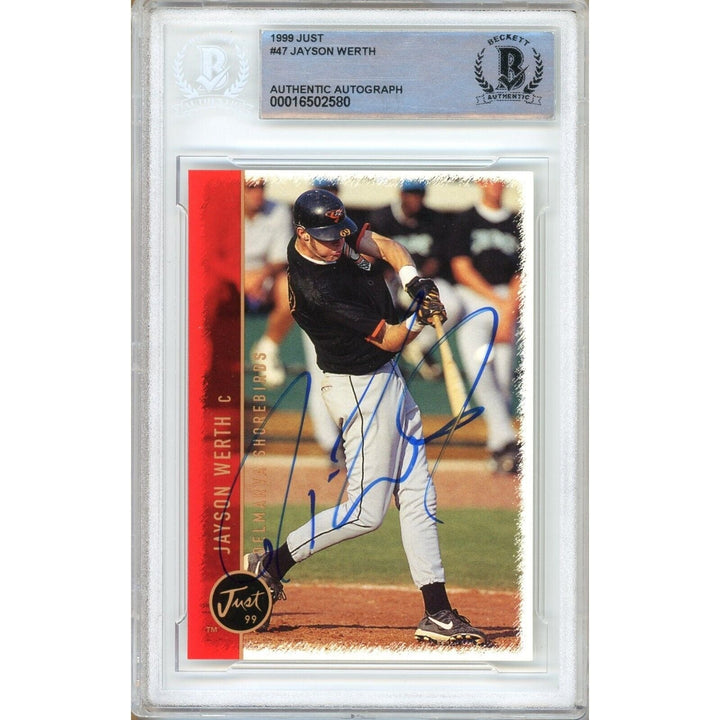 Jayson Werth Phillies Signed 1999 Just Minors Rookie Card Beckett Authentic Auto Slab