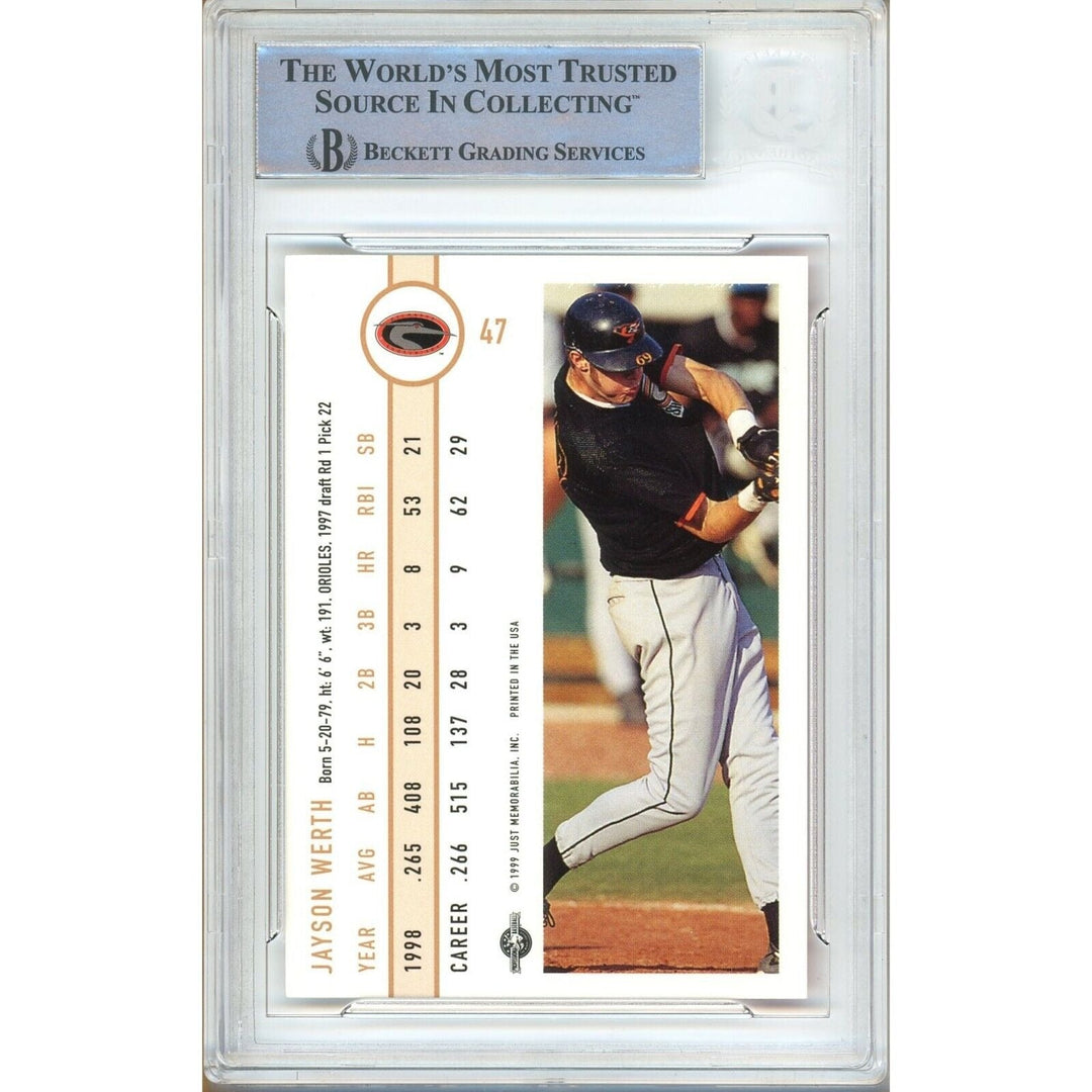 Jayson Werth Phillies Signed 1999 Just Minors Rookie Card Beckett Authentic Auto Slab