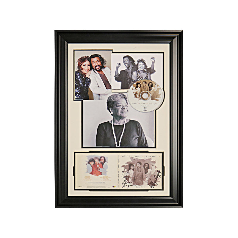 Ashford & Simpson with Maya Angelou Triple Autographed and Framed 1996 Been Found CD Collage