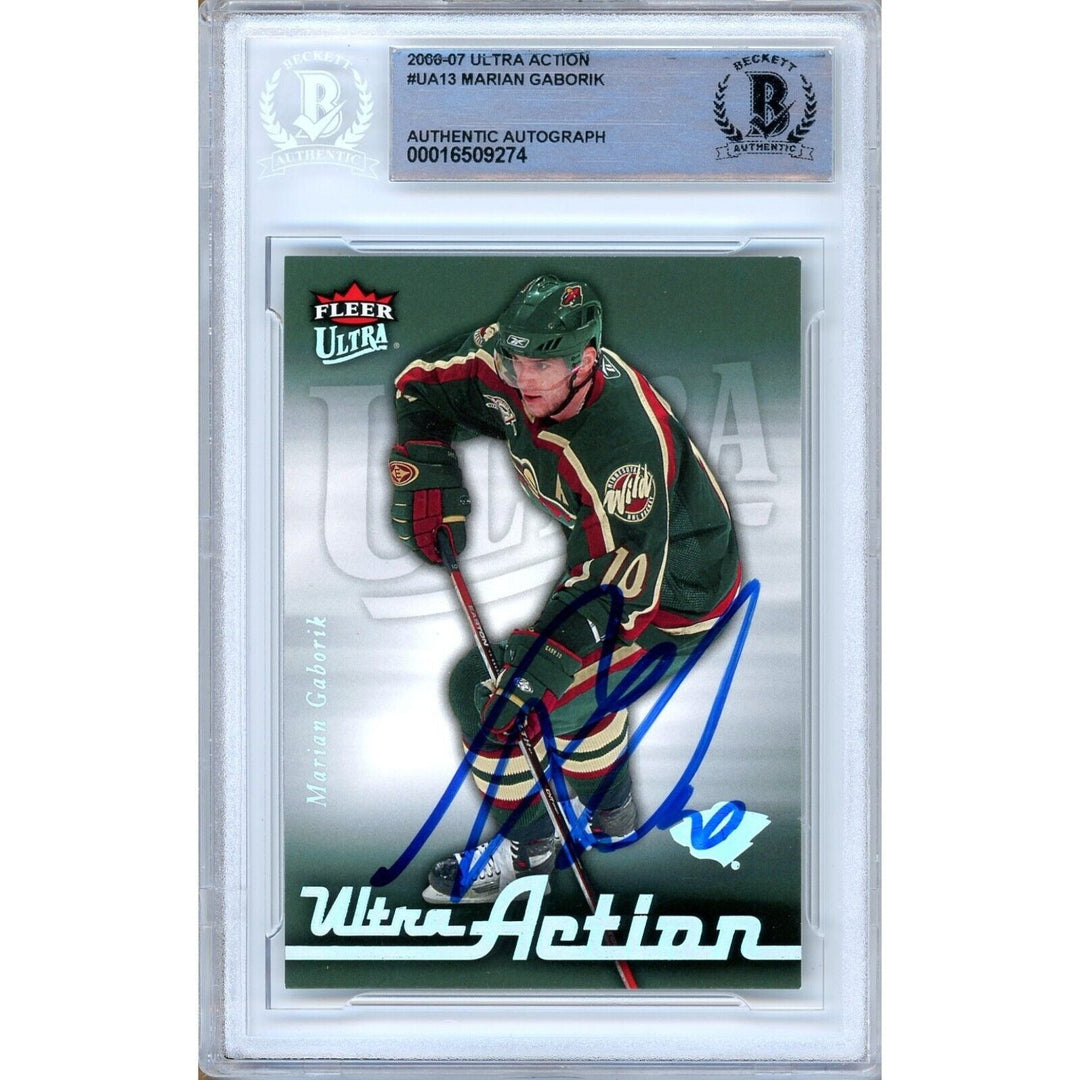 Marian Gaborik Minnesota Wild Signed 2006-07 Fleer Ultra Hockey Card BAS Auth Auto