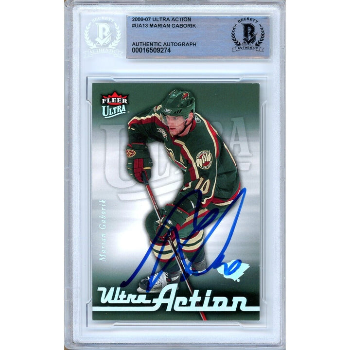 Marian Gaborik Minnesota Wild Signed 2006-07 Fleer Ultra Hockey Card BAS Auth Auto