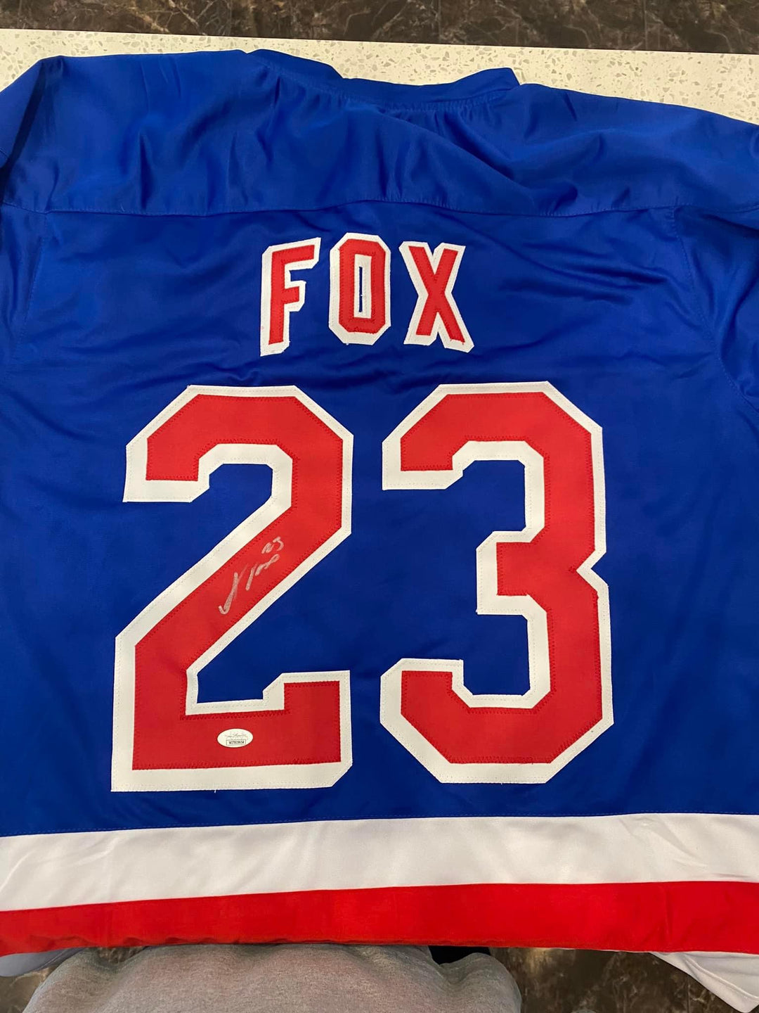 Adam Fox signed jersey (blue)