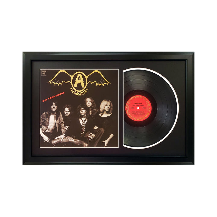 Aerosmith Get Your Wings Genuine Vinyl Record & Cover Professionally Framed Wall Display with a Black Mat