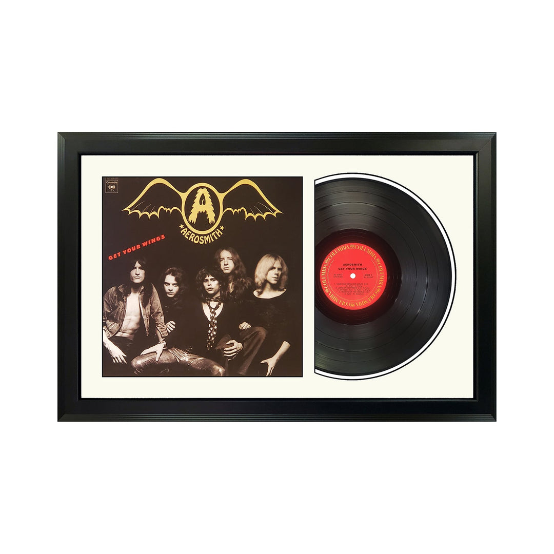 Aerosmith Get Your Wings Genuine Vinyl Record & Cover Professionally Framed Wall Display with a White Mat